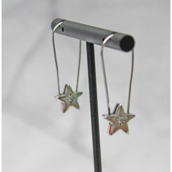 Unknown Jewelry - New Long Silver 925 Hook Earrings with Star and Rhinestone E61